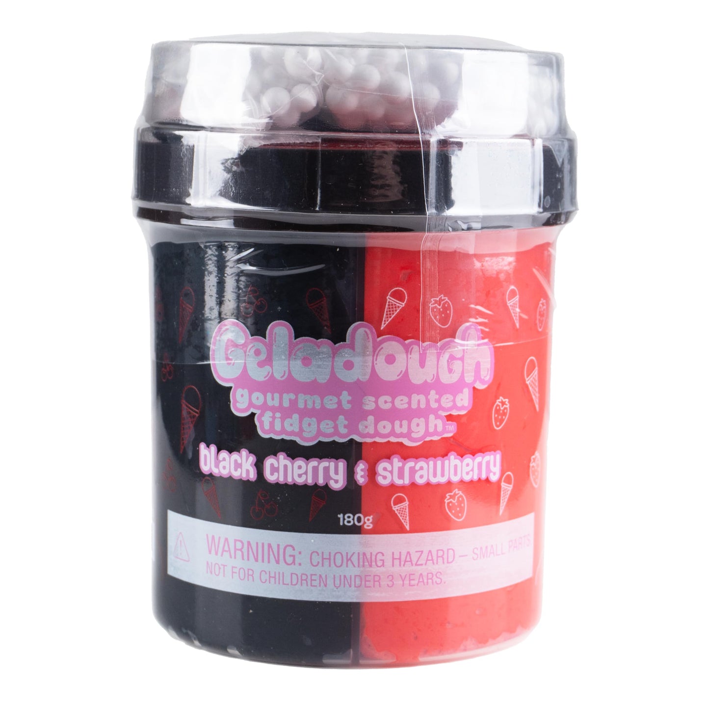 Geladough Non-Slime Butter Cloud Dough - Black Cherry & Strawberry Scented Sensory Dough, Non-Sticky No-Residue Putty with Mix-Ins & Spoon, Net Weight
