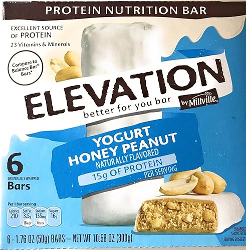 Elevation by Millville Yogurt honey peanutBars 10.58oz(1.76oz x 6bars), pack of 1