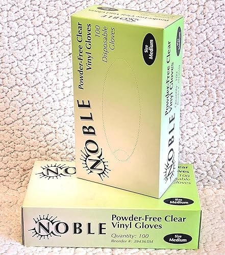 100 Pcs Noble Products Disposable Vinyl Gloves Latex Free Powder Free Clear Gloves for Cleaning Cooking Beauty Dishwashing Transparent (Medium)