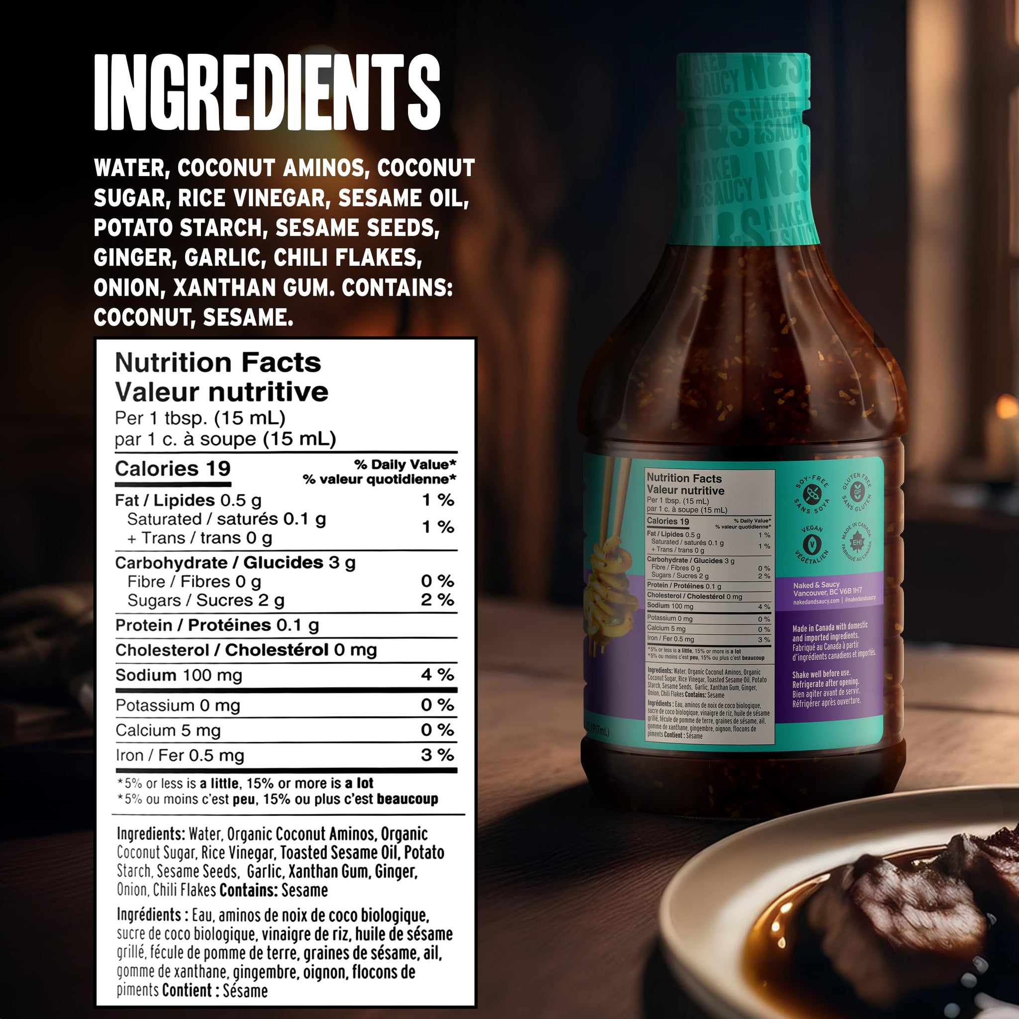 Naked & Saucy Low Sugar Teriyaki Sesame Ginger Sauce and Dressing, 31 fl oz