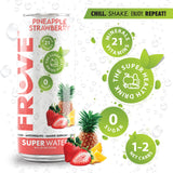 FrUve Super Water | Pineapple Strawberry Flavor | 12 16oz Cans | Healthy Drink | Zero Sugar | Low Calorie Drink | Powerful Antioxidants | Boosts