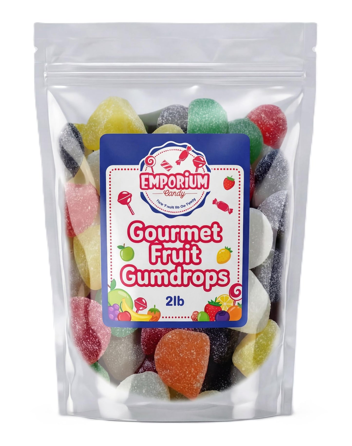 Gourmet Gumdrop Candy Assortment - 2 lbs of Fresh Fruity Chewy Sweets Cherry Orange Grape Lime Lemon Pineapple Sugar Sanded Treat