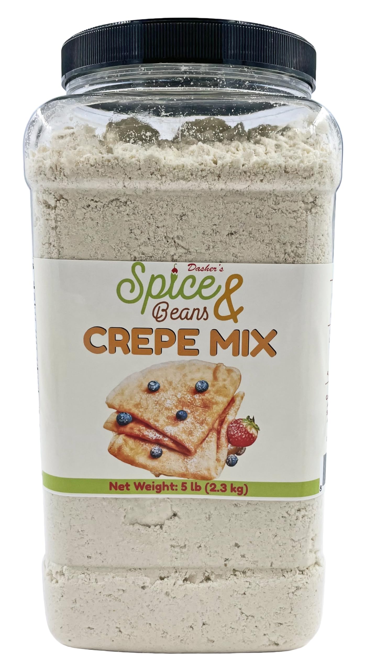 Crepe Mix, Easy Crepe Batter Mix for Sweet & Savory Crepes, Breakfast & Dessert Mix, by Dasher’s Spice & Beans, Bulk 5 lb Container