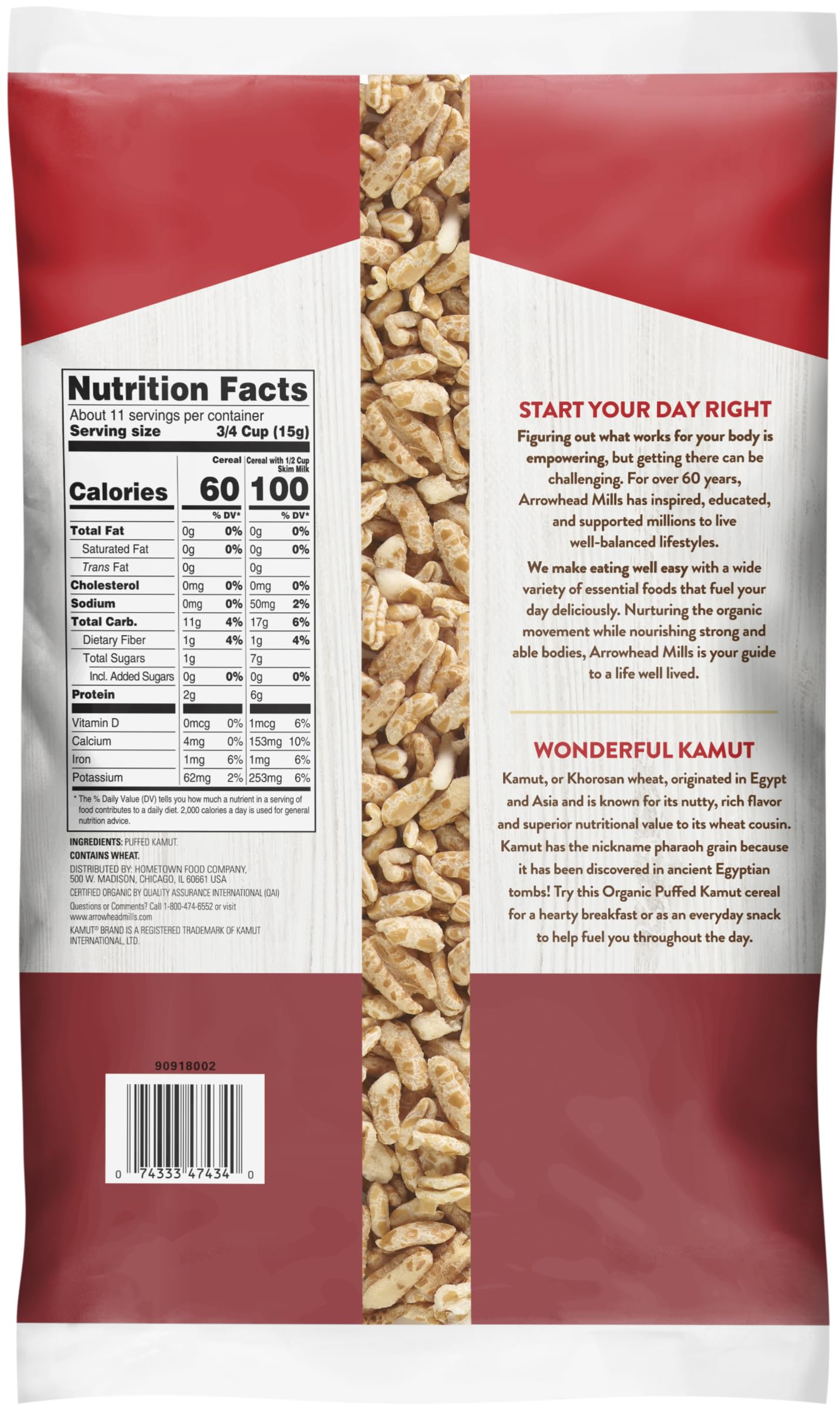 Arrowhead Mills Organic Puffed Kamut Cereal, 6 oz Bag