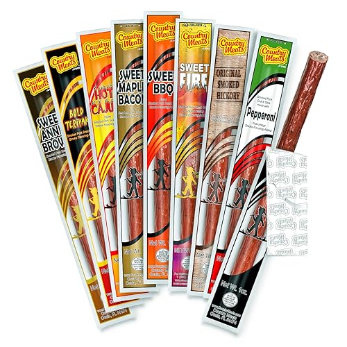 Country Meats, Meat Sticks, 0 Trans Fat, USDA Certified, Good Source of Protein, Carb Conscious Snack (9 Meat Sticks, Variety Pack)