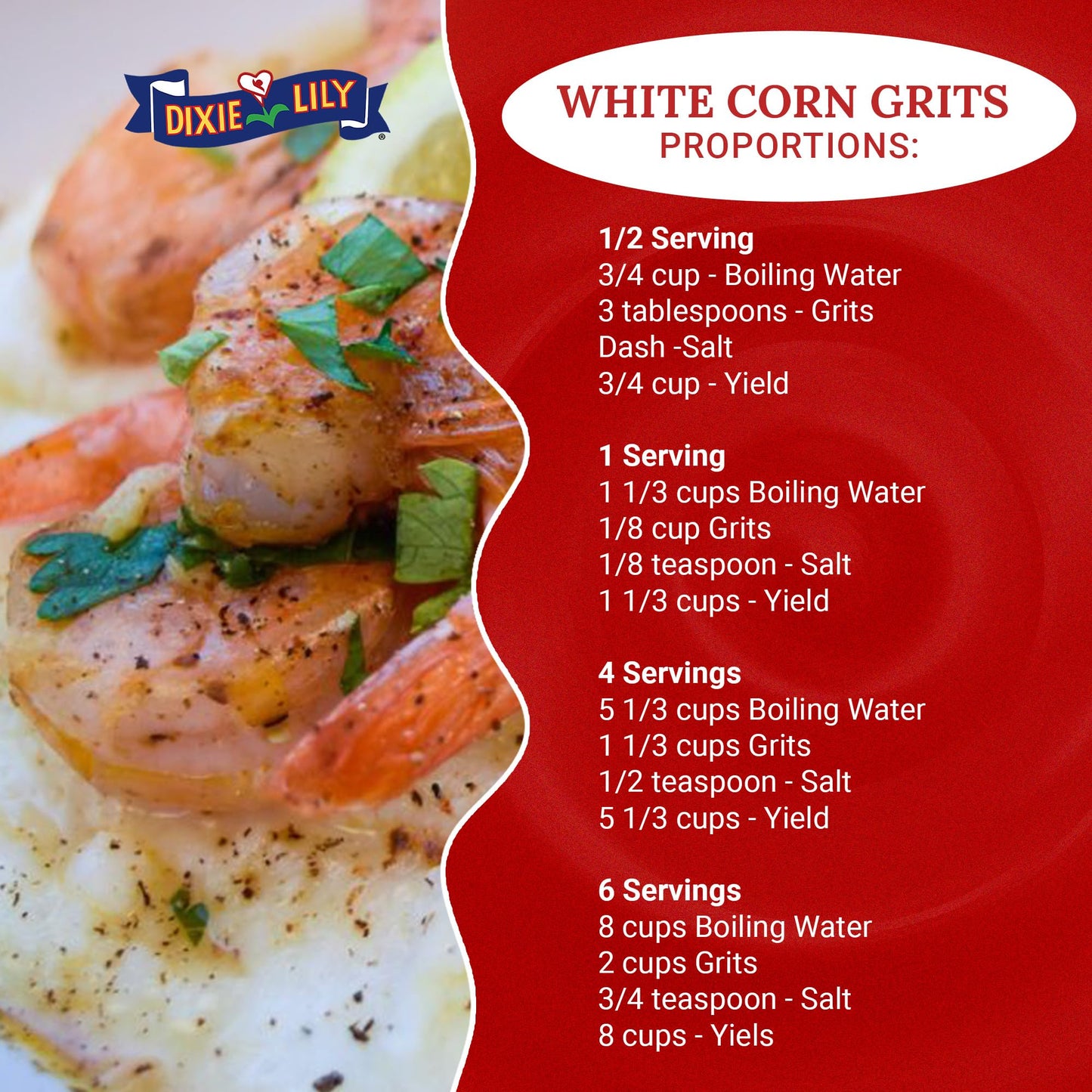 Dixie Lily White Corn Grits - Enriched With Iron, Niacin, Thiamine, Riboflavin - Classic Southern Taste - Certified Non-GMO - 3-Pack, 20oz