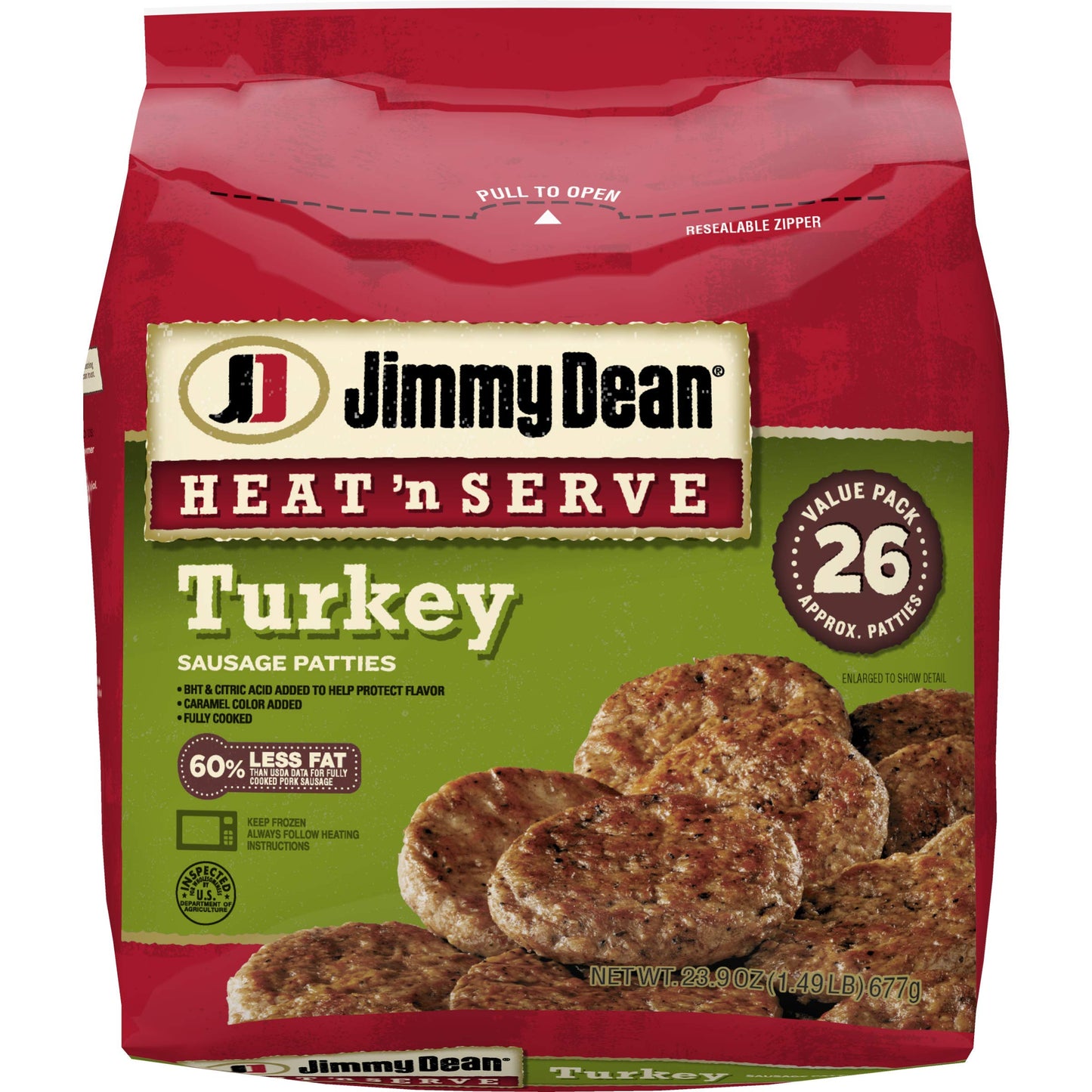 Jimmy Dean, Heat 'N Serve Turkey Sausage Patties, 26 count