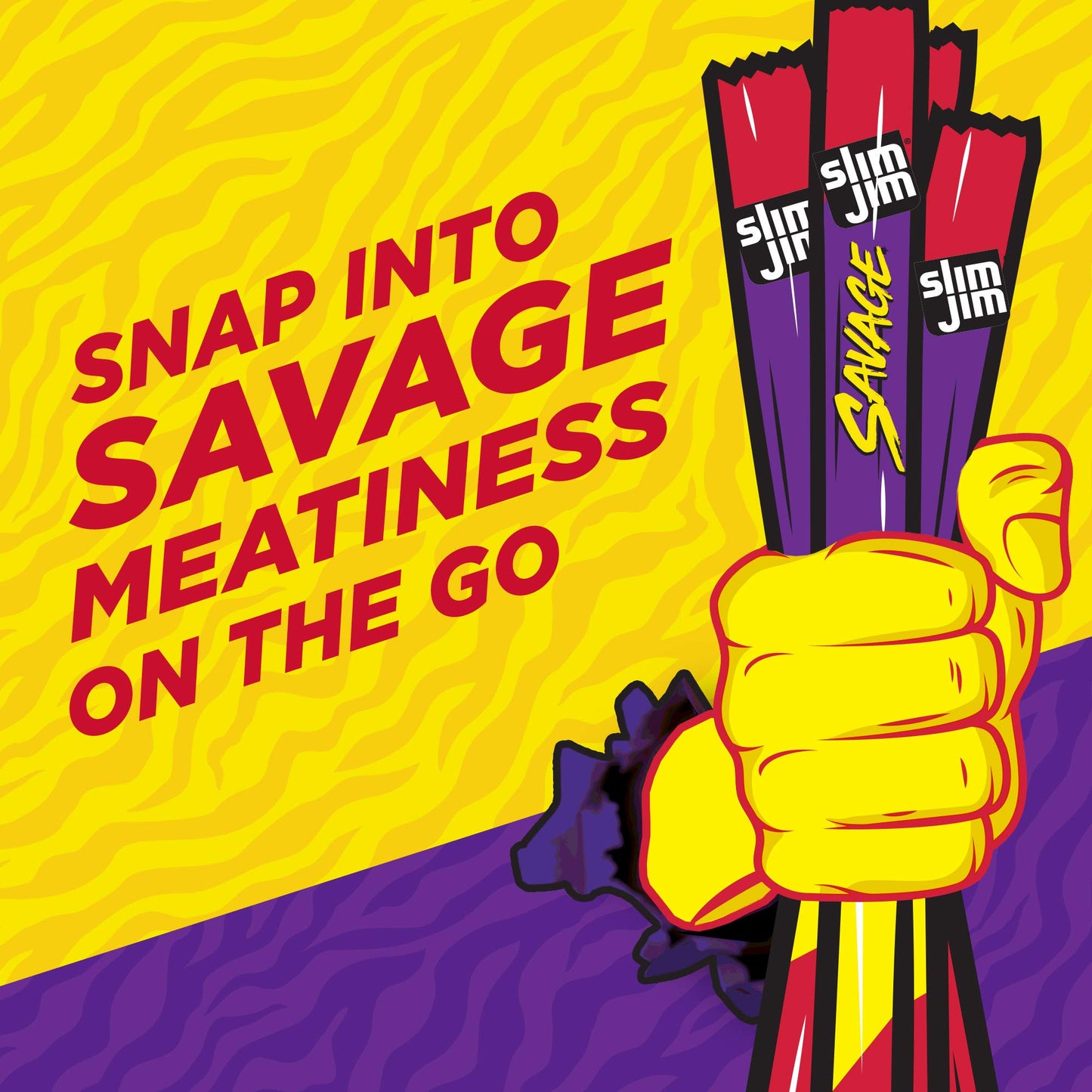 Slim Jim Savage Smoked Meat Sticks, Original Flavor, High Protein, 3.0 oz. (12 Count)
