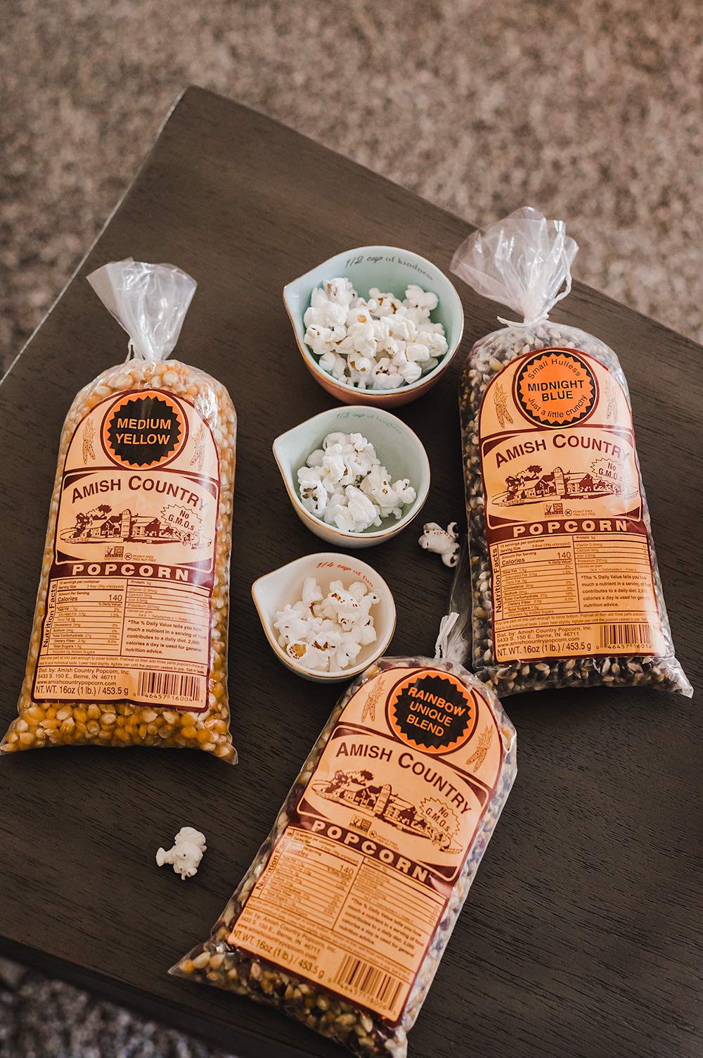Amish Country Popcorn | 3-1 lb Bags | Variety Set | Midnight Blue, Rainbow, & Medium Yellow Popcorn Kernels | Old Fashioned, Non-GMO and Gluten Free