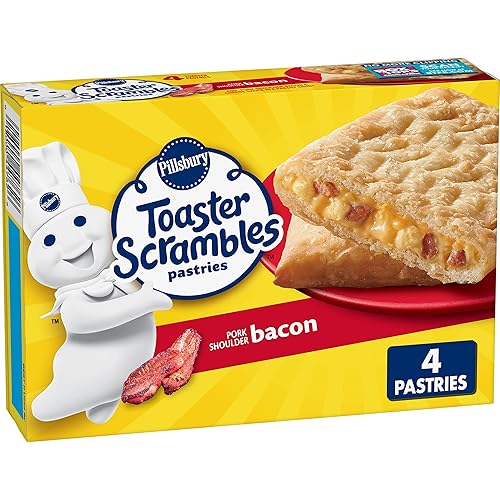 Pillsbury Bacon Toaster Scrambles, Frozen Breakfast Pastries, 4 ct, 7.2 oz