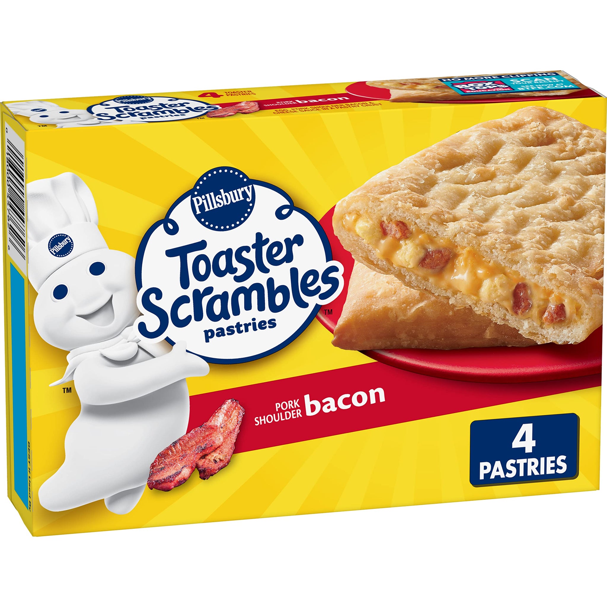 Pillsbury Bacon Toaster Scrambles, Frozen Breakfast Pastries, 4 ct, 7.2 oz