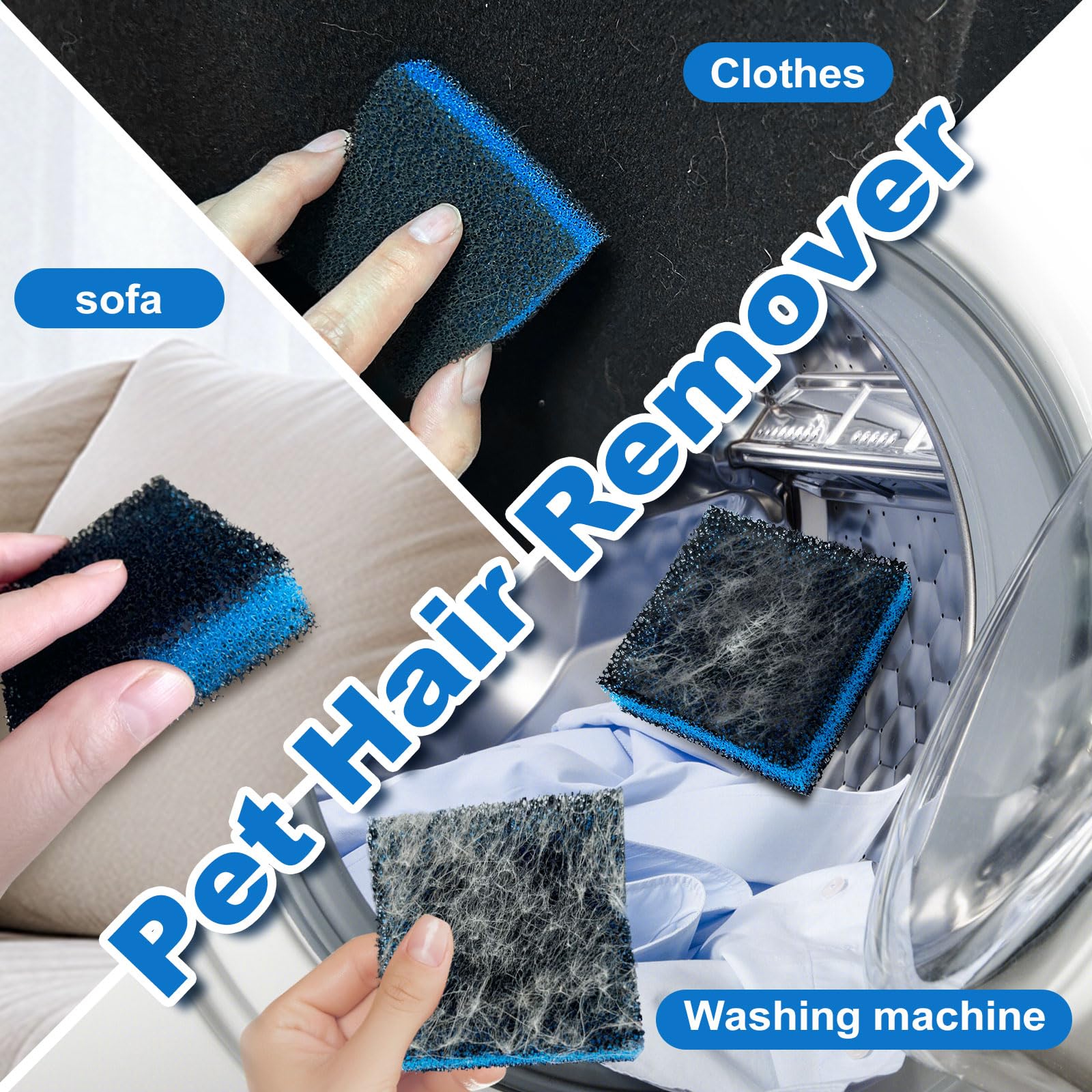 Pet Hair Remover for Laundry - Upgraded 6 Pack, Reusable Dog and Cat Hair Catcher for Washing Machine and Dryer, Removes Pet Fur from Clothes