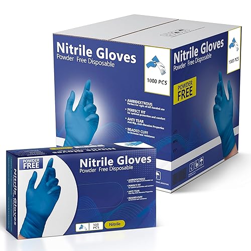 AroCare Nitrile Gloves, Disposable Gloves, Comfortable, Powder Free, Latex Free | 100-1000 (Medium, Case)