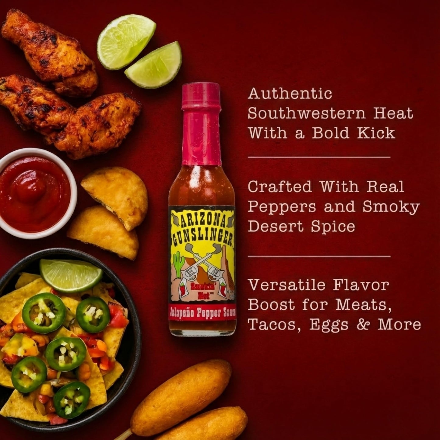 RetailSource Arizona Gunslinger Smokin' Red Jalapeño Pepper Sauce, 5 oz., 3 Bottles