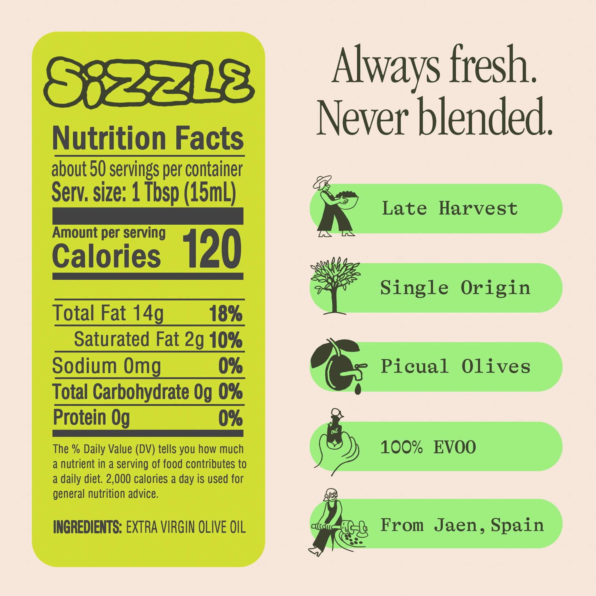 Graza Sizzle Extra Virgin Olive Oil Spray, Cooking Oil - High Polyphenol Peak Harvest EVOO Cooking Oil in a Spray Bottle - Single Origin Olive Oils from Spain - 5 Fl Oz