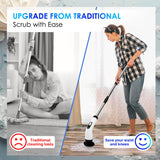 Electric Spin Scrubber for Cleaning, Cordless Power Scrubber with Long Handle, 10 Replaceable Brush Heads, 2-Speed, IPX7 Waterproof for Bathroom