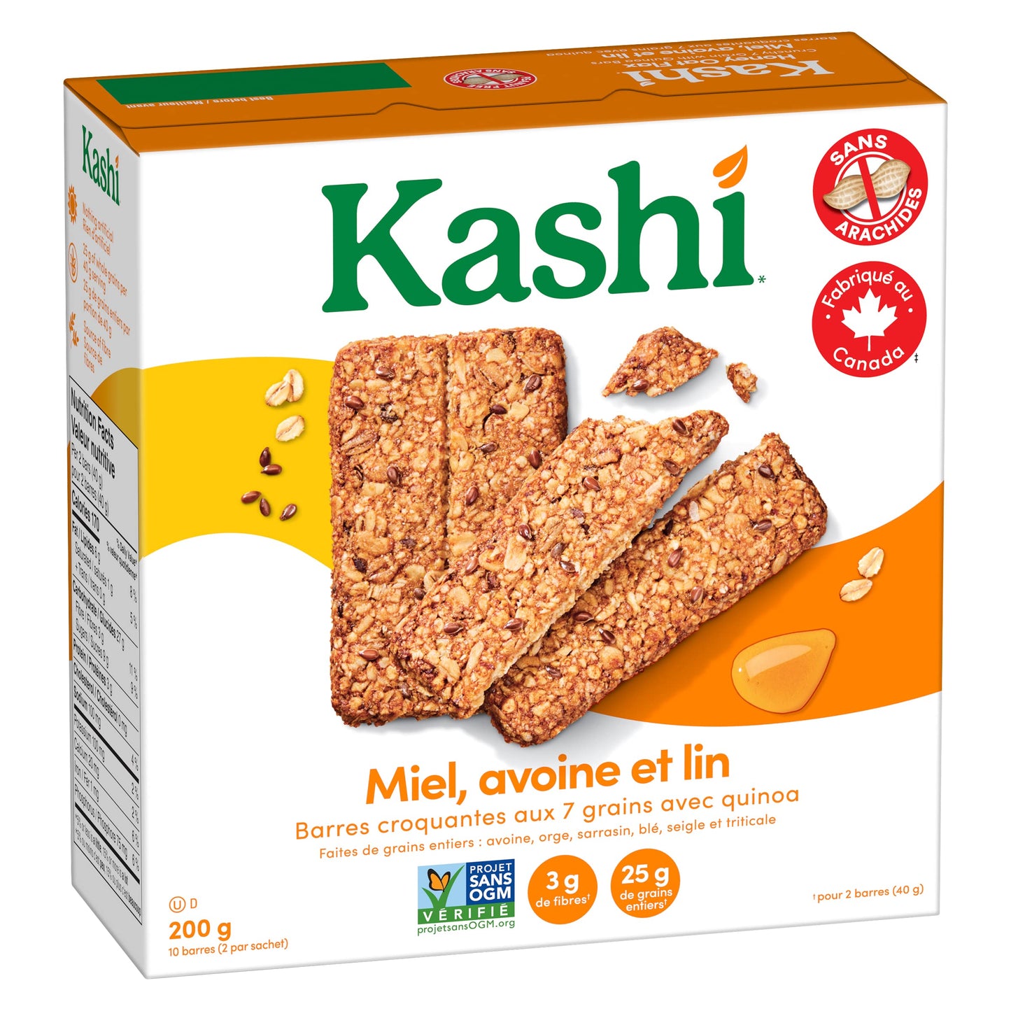 Kashi, 7 Grain, Honey Oat Flax with Quinoa, 10 bars, 200g/7.1oz, Canadian}