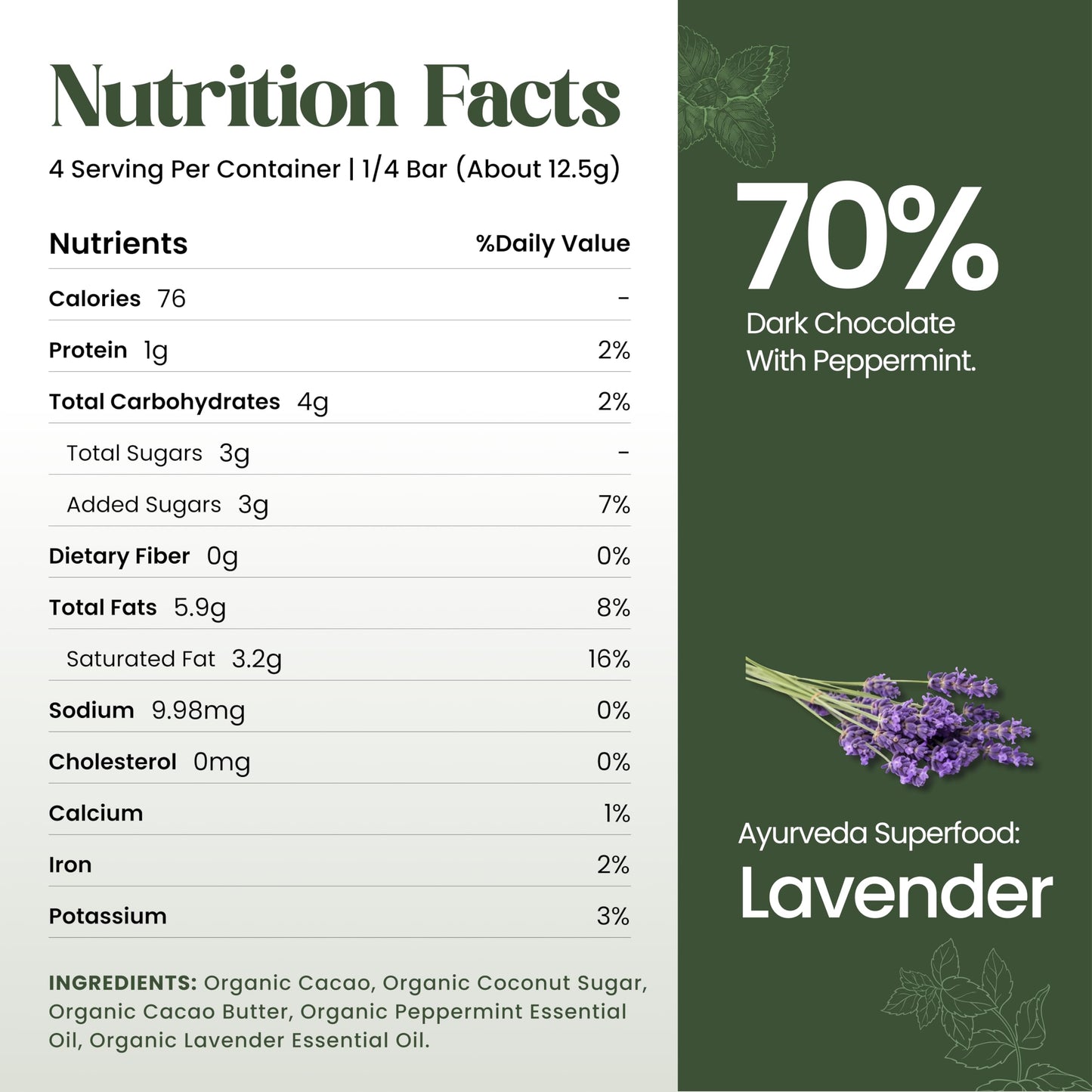 Elements Truffles Peppermint Flavoured Dark Chocolate Bar| Ayurvedic, Vegan & Gluten Free | No Refined Sugar & Artificial Flavours | Enriched