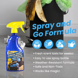 Trash Can Odor Eliminator Spray, weather-resistant formula, 500ml, controls and eliminates garbage bin odors indoors and outdoors, by Surf-Pro