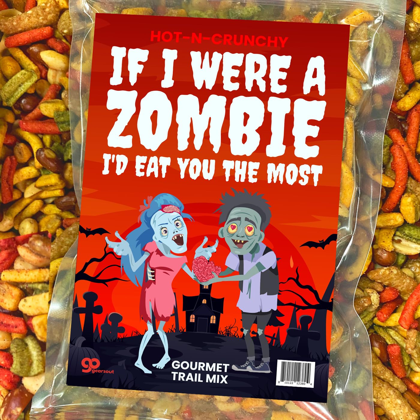 Funny Zombie Eat You Most Trail Mix - Premium Snack Blend - Strange Food Valentine Gifts for Couples Horror Themed Snacks for Date Night Gift Basket
