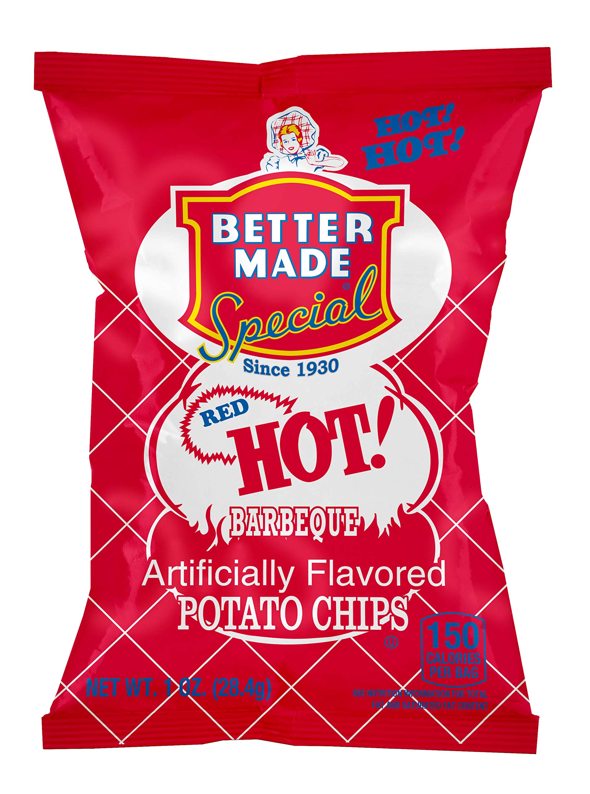 Better Made Special Potato Chips (RED HOT BBQ) - 50 Pack - 50 x 1 oz. Bags - Crunchy, Individual Snacks Made from Fresh Potatoes - Family Owned