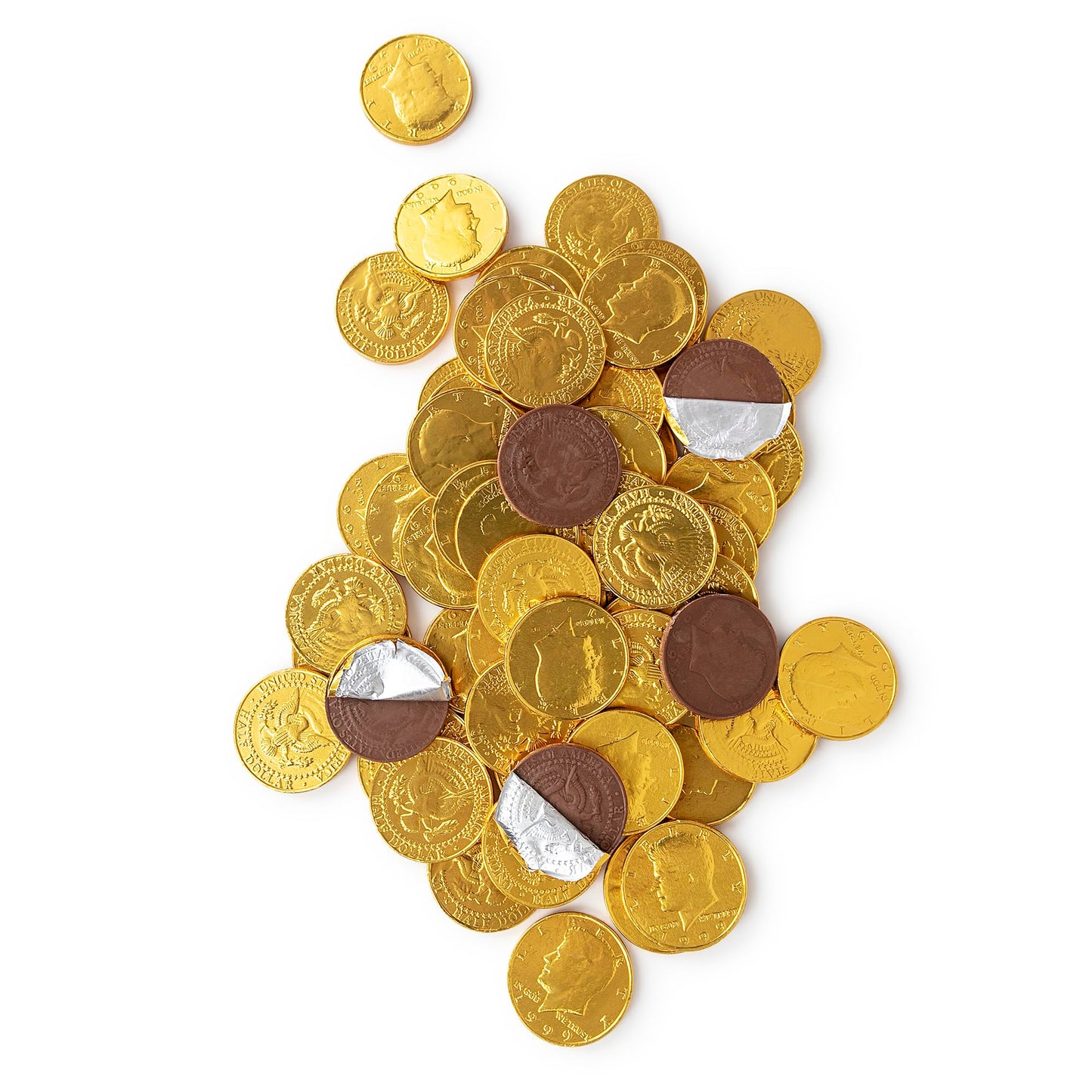 The Snackery, Large Kennedy Half Dollar Gold Foil Coins, 180 Pieces Individually Wrapped, Milk Chocolatey Coins (2 lb)