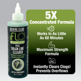iFLO® Severe Clog Relief™ - 5X A/C Drain Line Cleaner Concentrate - Heavy-Duty HVAC System Solution for Tough Clogs & Buildup - Professional Liquid