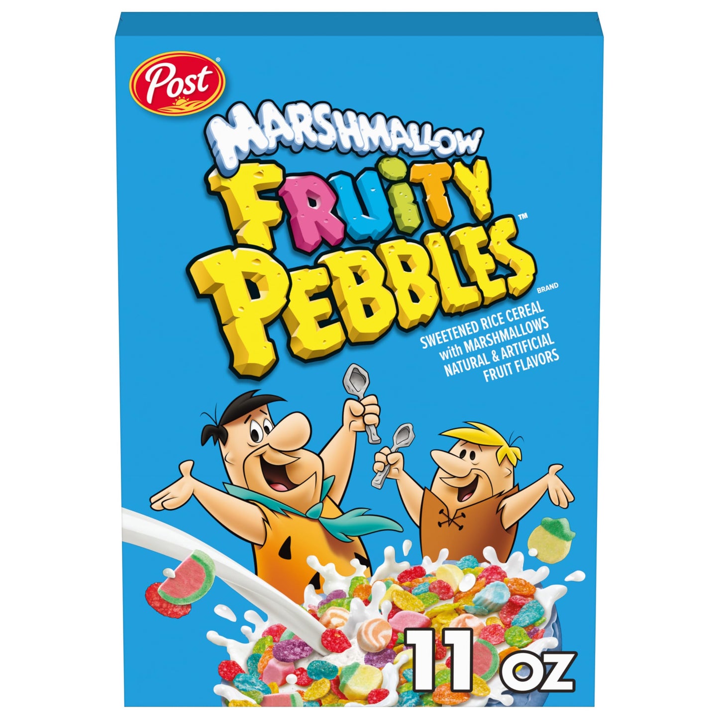 Marshmallow Fruity PEBBLES Breakfast Cereal for Kids, Gluten Free, Made with Sweetend Puffed Rice, 11 oz