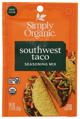 Simply Organic, Seasoning Mix Southwest Taco, 1.13 Oz