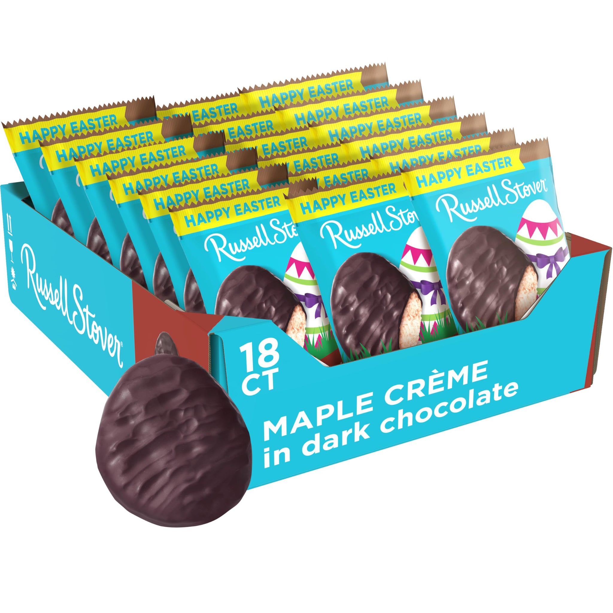 Russell Stover Easter Maple Creme Dark Chocolate Easter Egg, 1.3 oz each (Pack of 18)