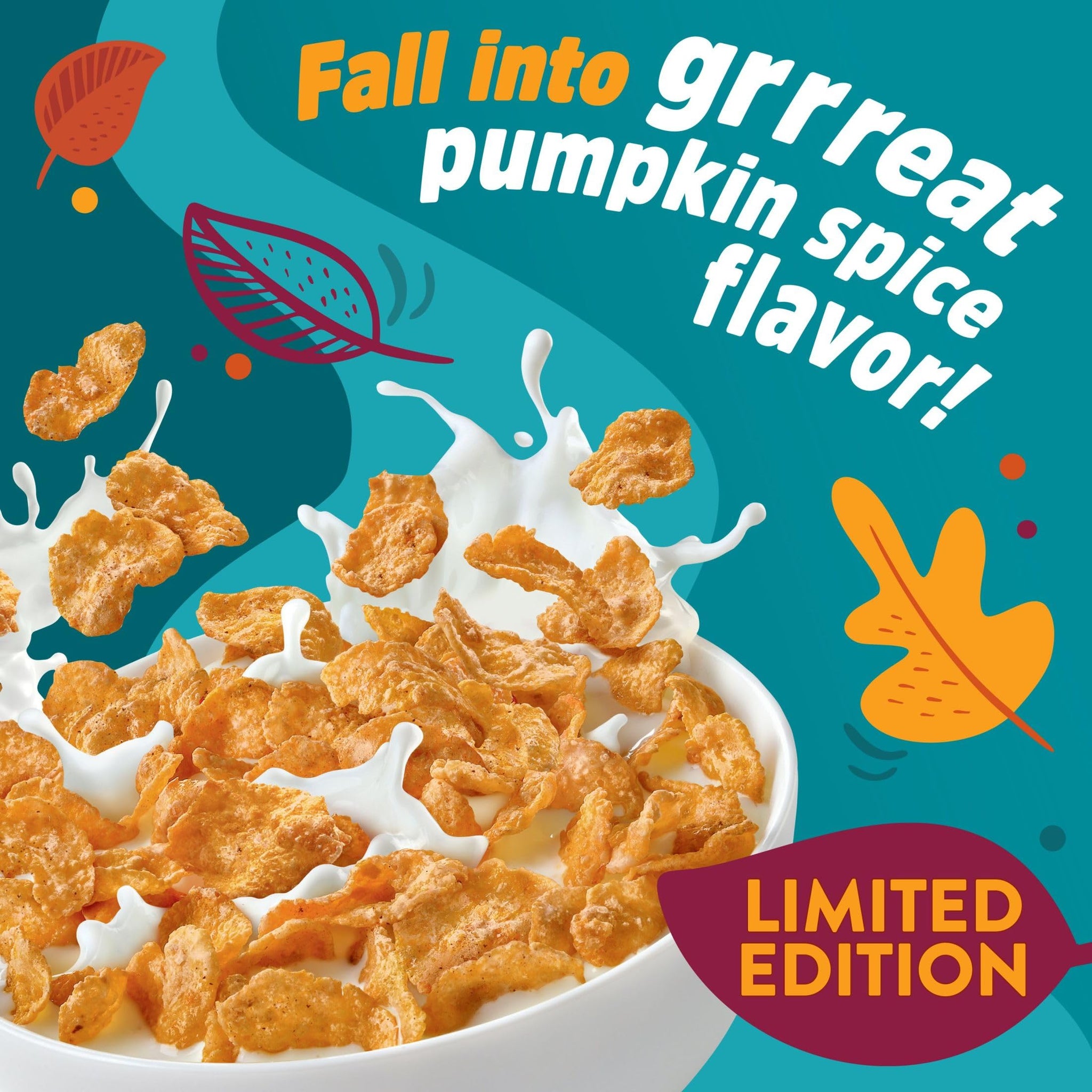 Kellogg's Frosted Flakes Cold Breakfast Cereal, 7 Vitamins and Minerals, Limited Edition, Pumpkin Spice, 10.6oz Box (1 Box)