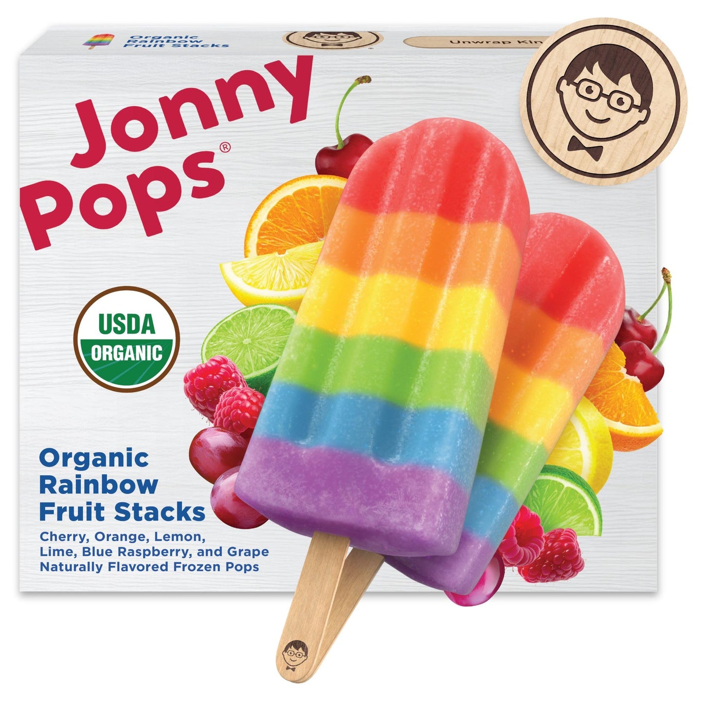 JonnyPops® Organic Rainbow Fruit Stacks Frozen Pops 8ct
