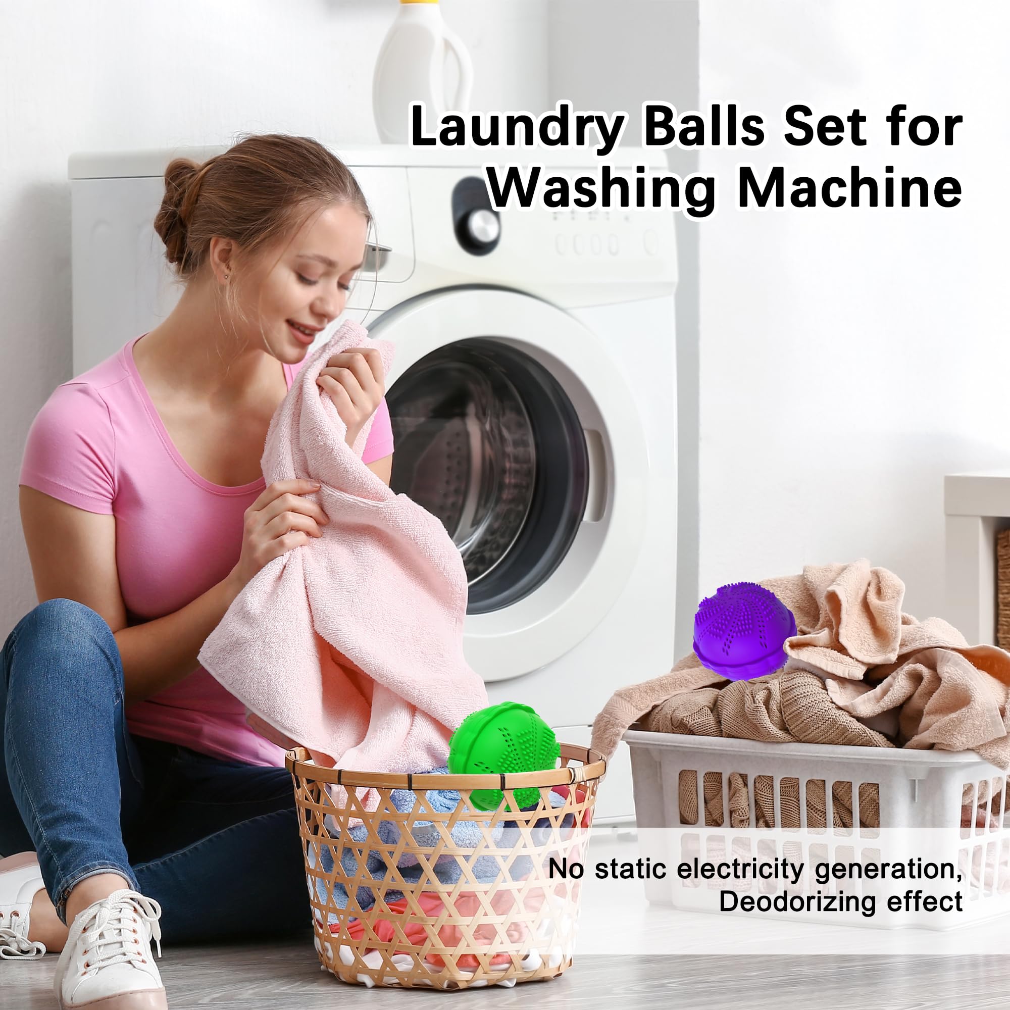 Laundry Balls Set, Natural Non-Chemical Detergent Wash Balls for Washing Machine Eco Friendly Washer Ball, Set of 2