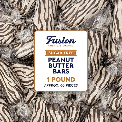 Sugar Free Peanut Butter Bars - 1 Pound Individually Wrapped - Bulk Sugar-Free Crunchy & Cripsy Peanut Butter Candy, Gluten Free, Kosher, Vegan