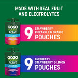 GoGo squeeZ No Sugar Added Active Fruit Blend with Electrolytes| 18-Count Variety Pack | Blueberry Strawberry Lemon & Strawberry Pineapple Orange |