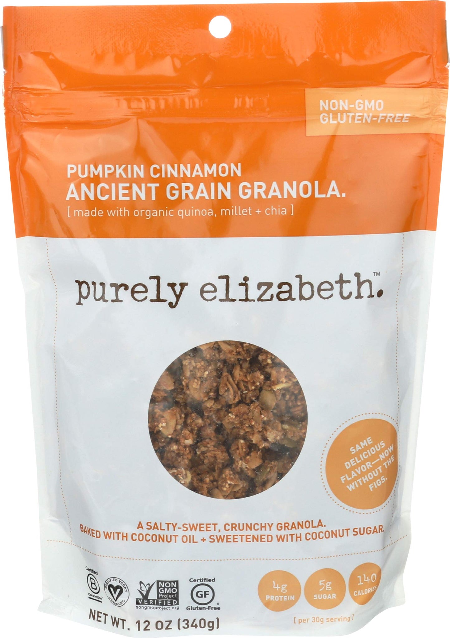 purely elizabeth. Ancient Grain Granola - Gluten-Free, Vegan & Non-GMO | Certified Organic | Baked with Coconut Oil | Pumpkin Cinnamon - 12oz