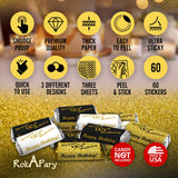 Happy 95th Birthday Miniatures Candy Bar Wrapper, (Set of 60) Mini Chocolate Candy Bar Stickers; 3 Designs: 24 Gold, 24 Black, 12 White, Candy Not