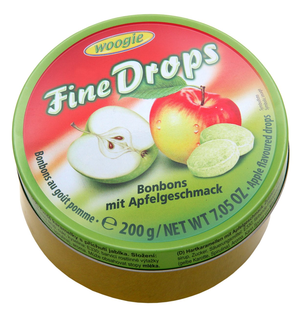 German Fine Drops Apple Sanded Hard Candy Tin 200g (Apfelgeschmack) (3 pcs)