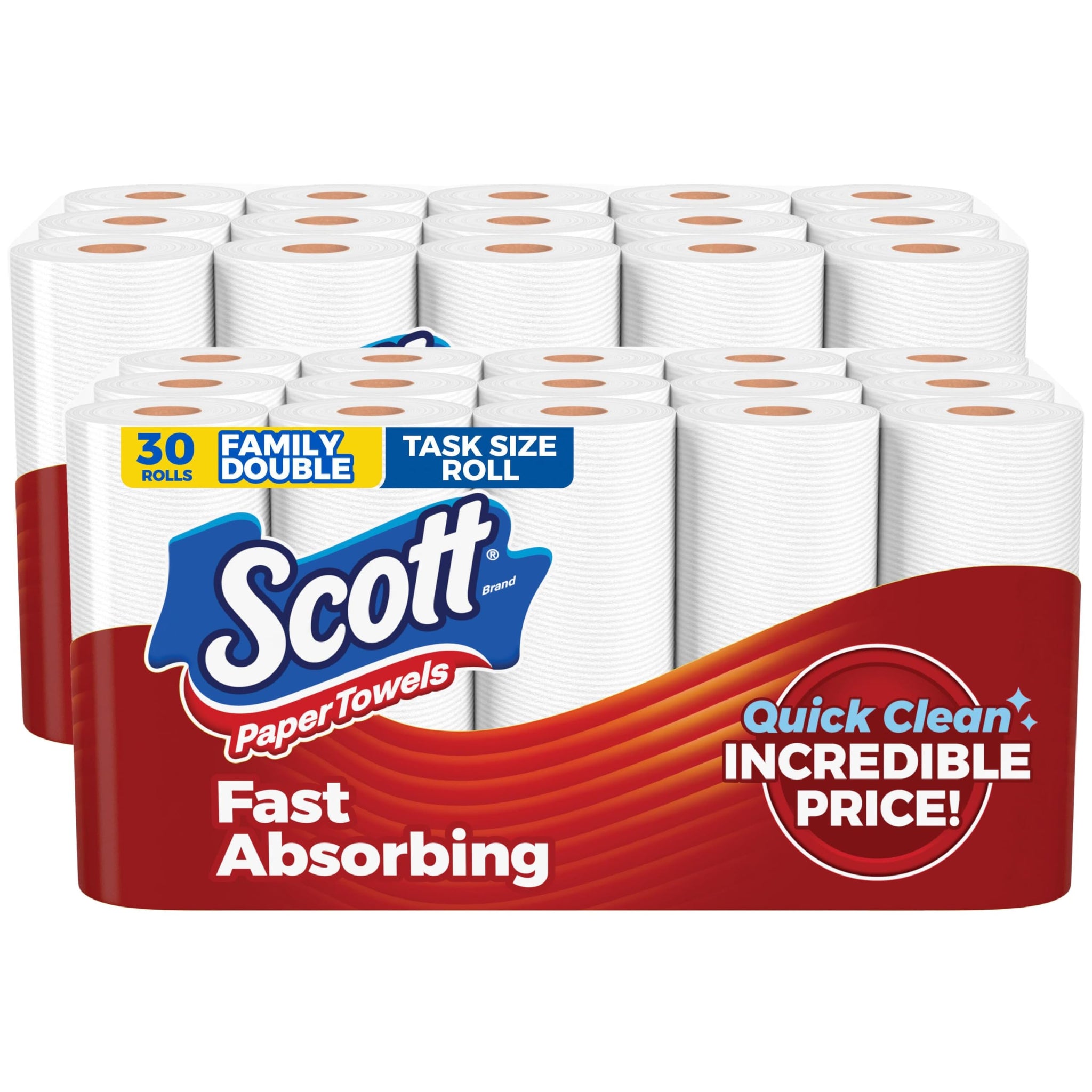 Scott Paper Towels, Task Size, 30 Family Double Rolls (119 Sheets Per Roll)