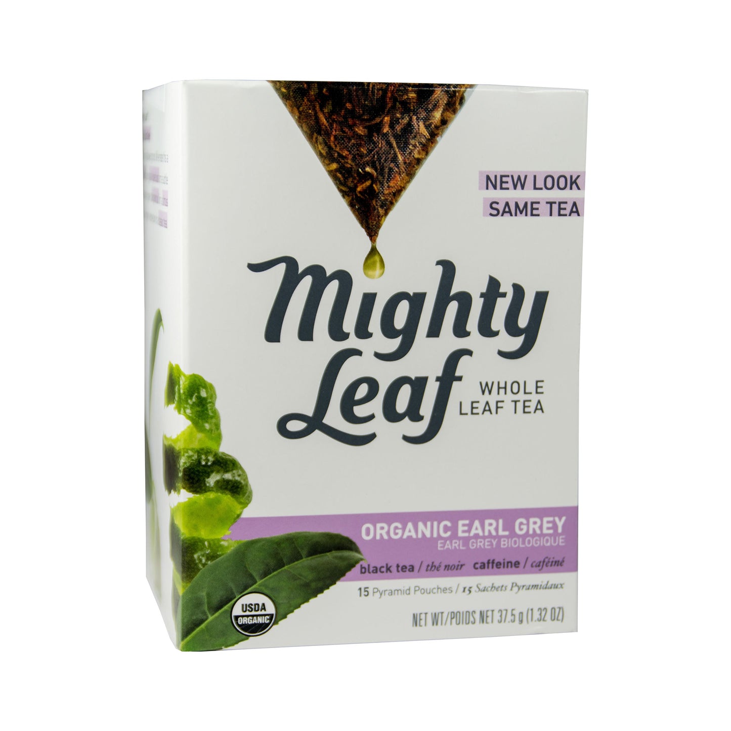 Mighty Leaf Whole Leaf, Tea Organic Earl Grey, 15 Tea Bags Individual Pyramid-Style Tea Sachets of Organic Caffeinated Black Tea with Organic