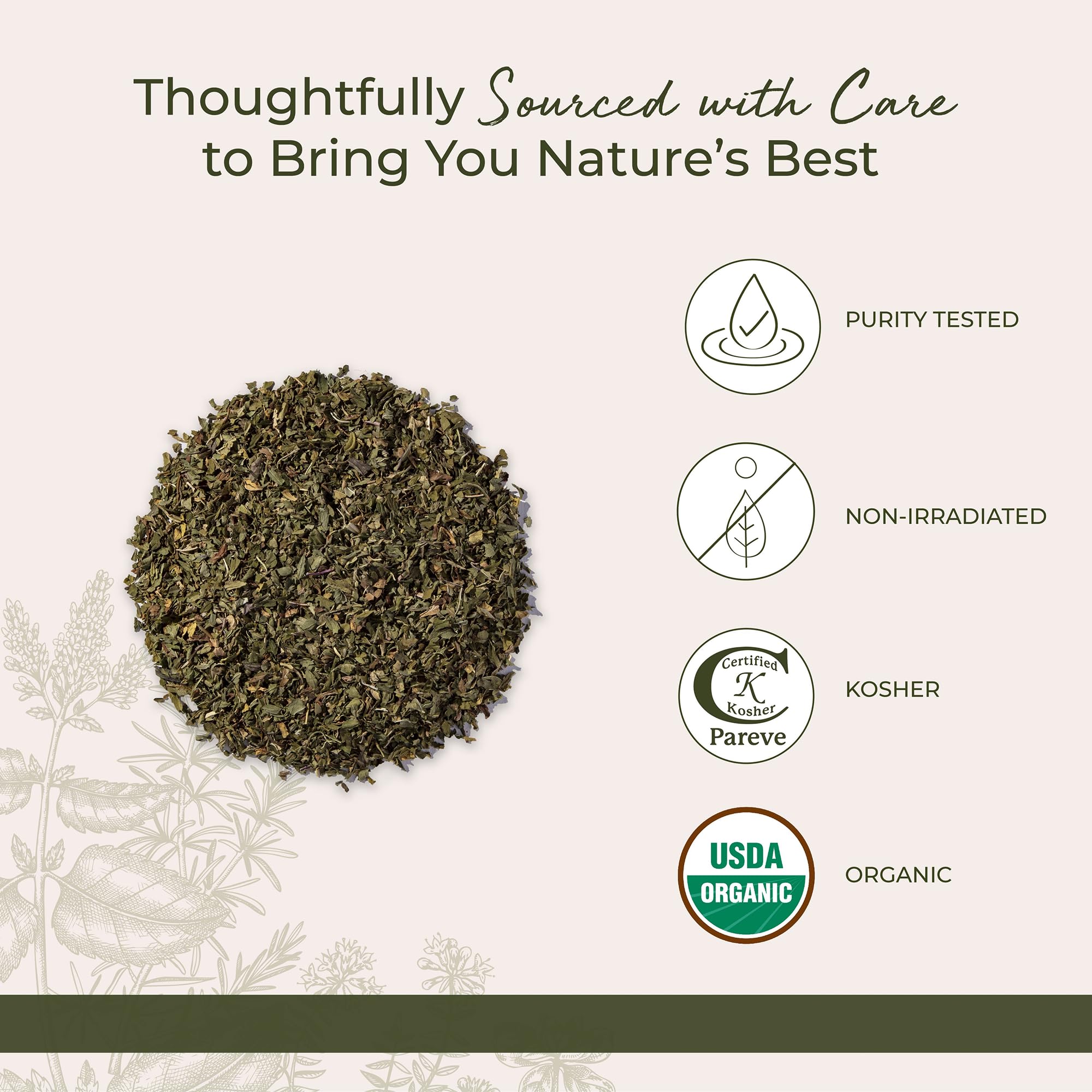 Starwest Botanicals Organic Peppermint Leaves Cut & Sifted - Dried Loose Leaf Herb for Tea, Herbal Blends, Baking, & Cooking, Caffeine Free, Sourced