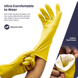 FMP Brands Cleaning Gloves - 12 Pairs Rubber, Non-Slip Dishwashing Gloves, Waterproof Reusable Latex for Kitchen, Bathroom, Household, Gardening