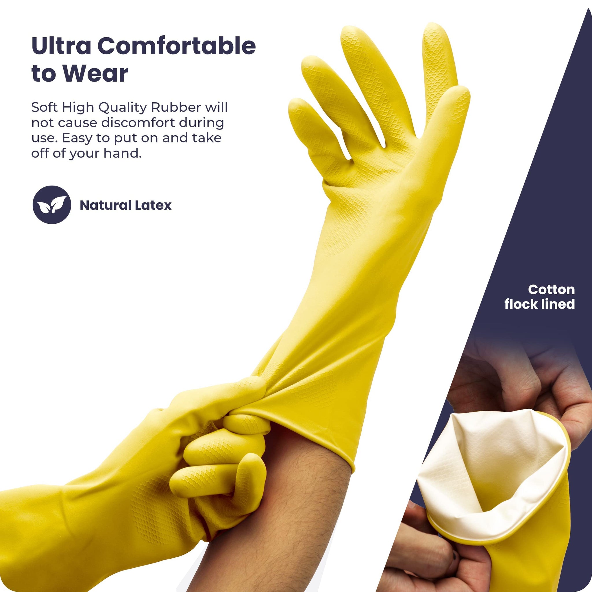 FMP Brands Cleaning Gloves - 12 Pairs Rubber, Non-Slip Dishwashing Gloves, Waterproof Reusable Latex for Kitchen, Bathroom, Household, Gardening