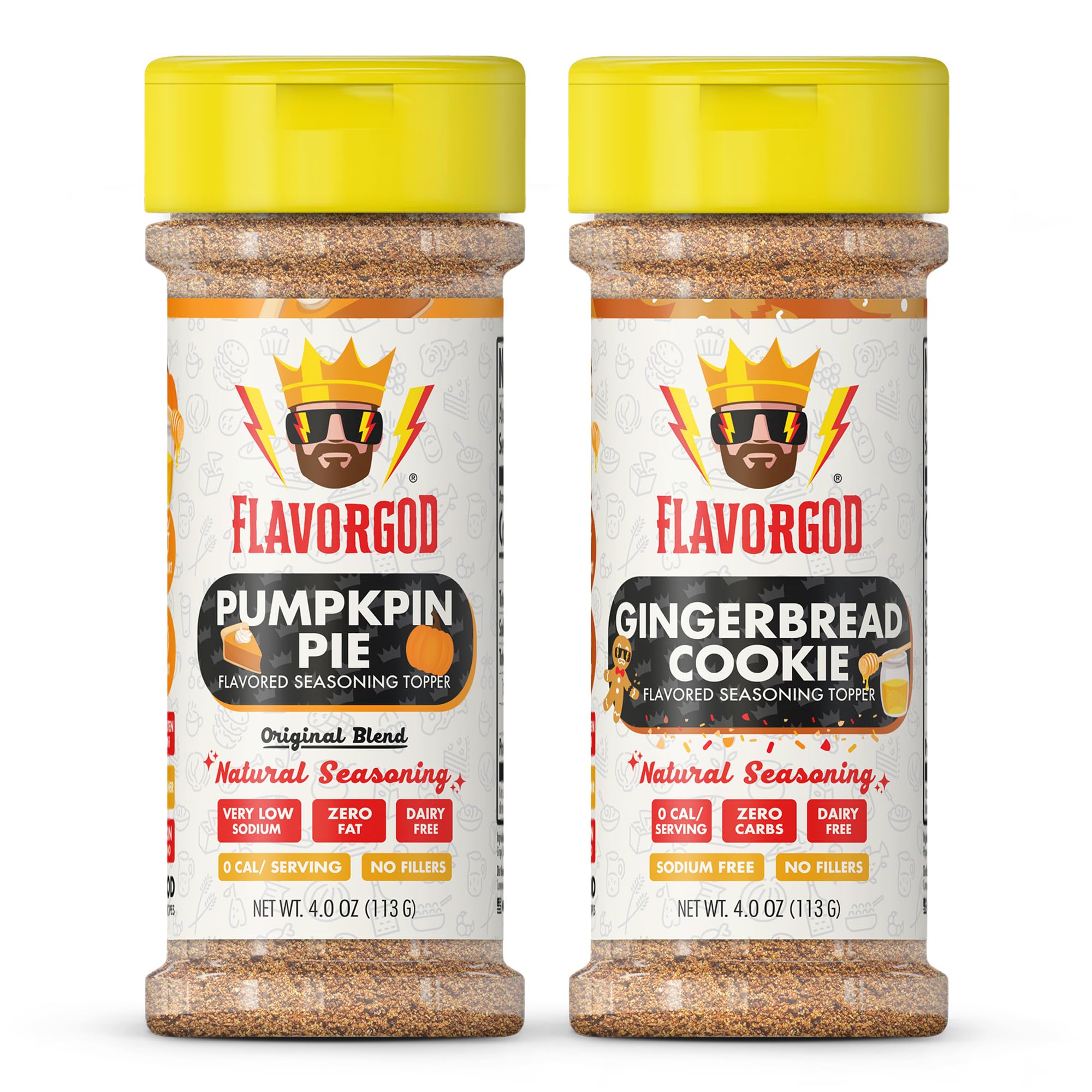 Holiday Combo Pack of 2 Herb, Spice and Seasoning Gift Set - Pumpkin Spice, & Gingerbread Cookie - Premium All Natural & Healthy Spice Blend - Low