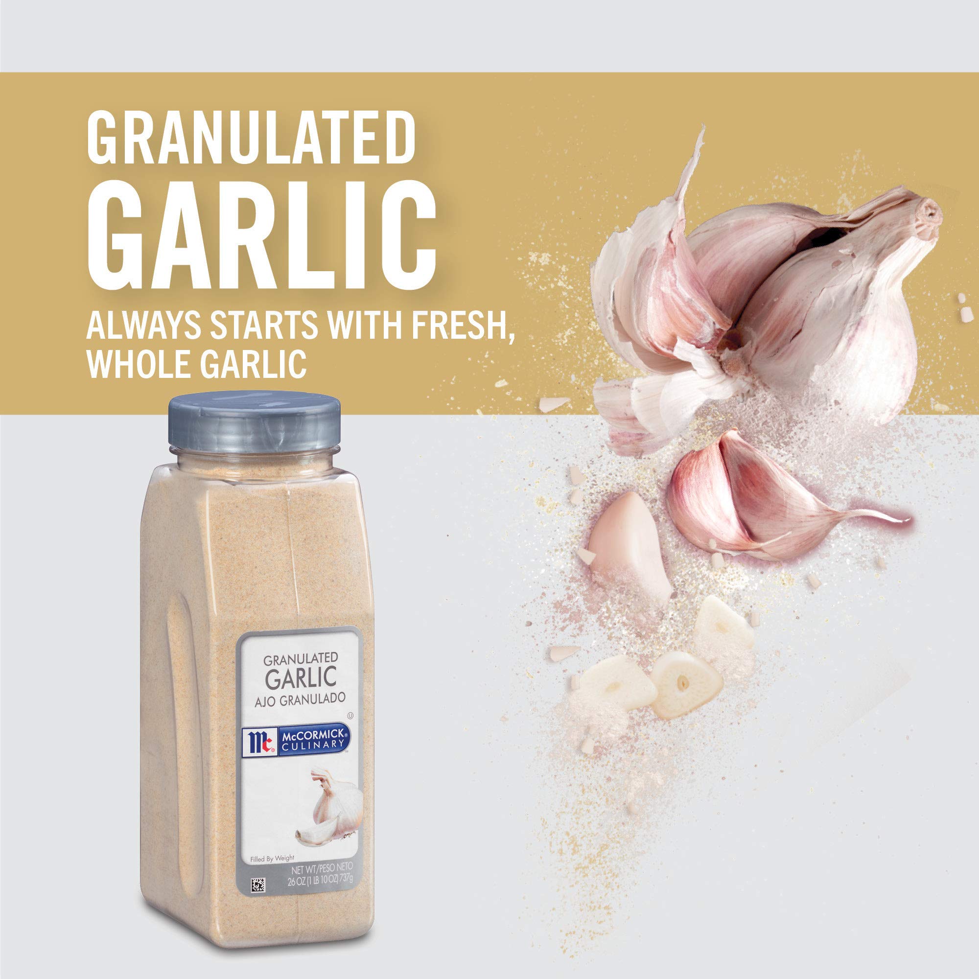 McCormick Culinary Granulated Garlic, 26 oz - One 26 Ounce Container of Granulated Garlic Powder, Best in Rubs for Beef, Pork, Fish, Poultry or Sauces