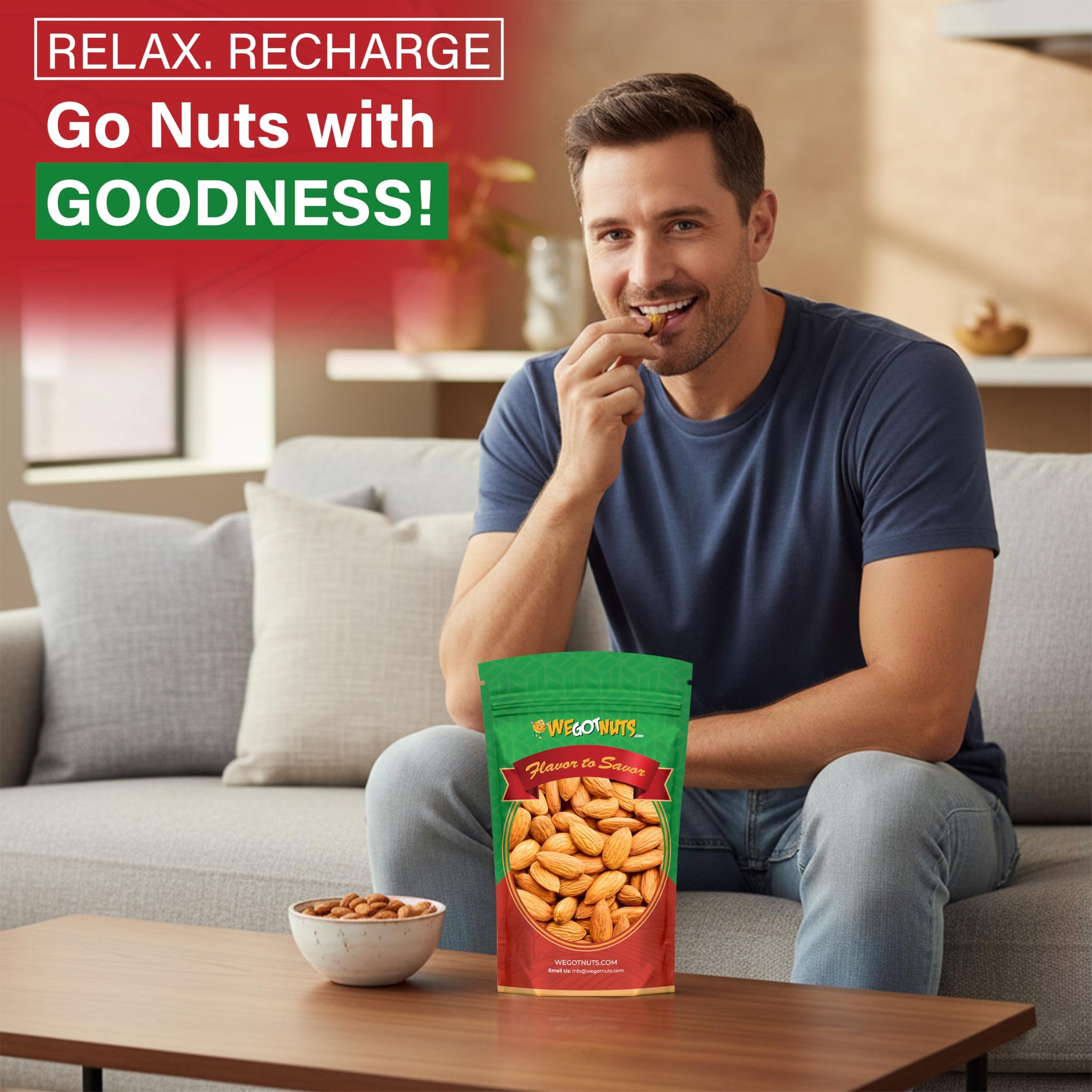 We Got Nuts Jumbo California Almonds 64oz (4 Pounds) (Whole, Naturel, Non Gmo, Shelled, Unsalted)