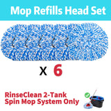 kCarpoly 6 Pack Spin Mop Heads Replacements Compatible for O ceda RinseClean 2 Tank System, Microfiber Mop Refills Head for 4.33in Core,Easy