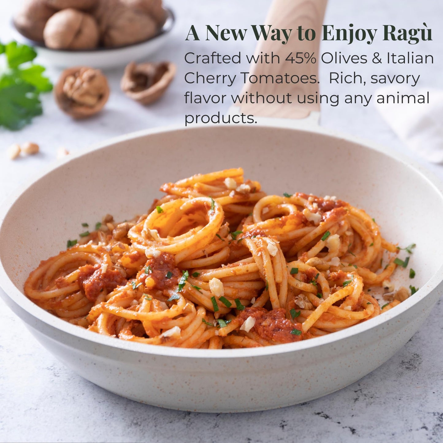 Polli Plant Based Ragù with Olives and Italian Cherry Tomatoes - Mild Mediterranean Pasta Sauce, Made in Italy, Gluten Free, 2 x 3.2 oz Jars (6.4 oz
