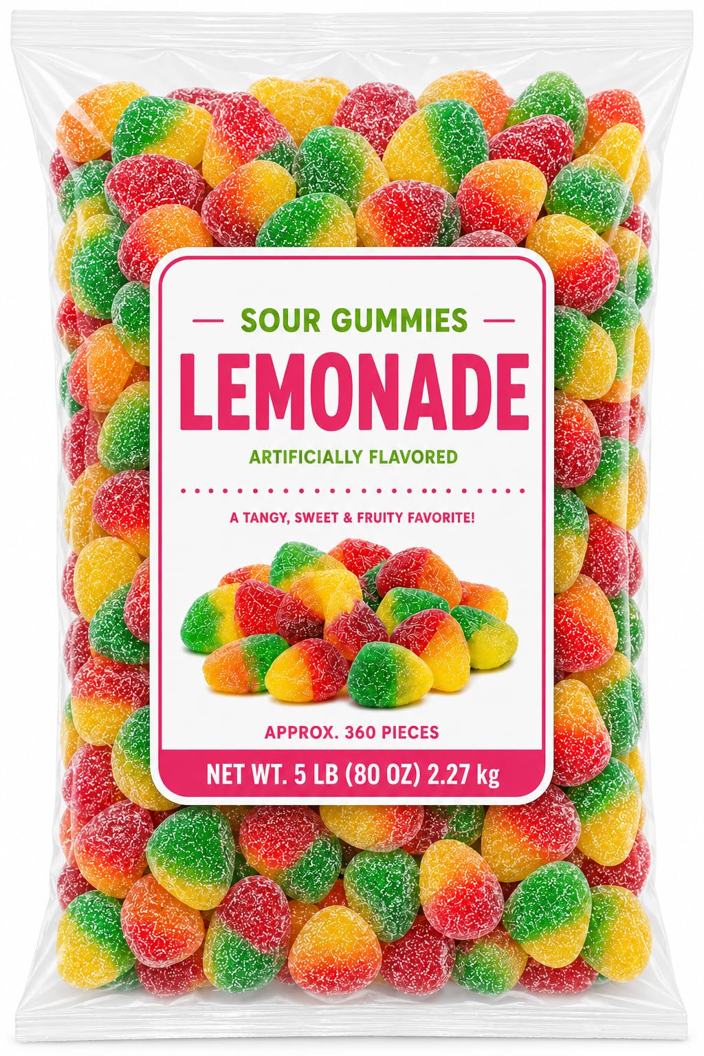 Sour Lemonade Stand Gummies Candy - Chewy Assorted Lemonade Flavored Gummies - 5 lb (Approx. 350 pieces)