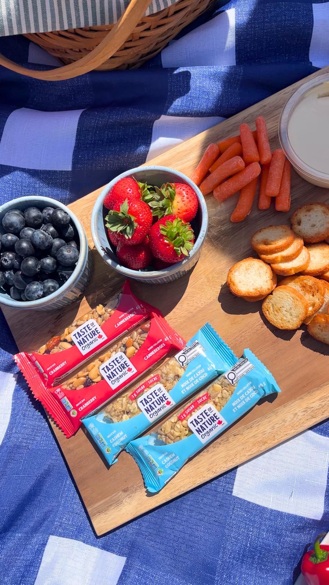 Taste of Nature Organic Cranberry Snack Bar - Healthy, Gluten Free, Non GMO, Vegan Snack Bars with Mixed Nuts, Fruits and Seeds - 16 Snack Pack x 40g